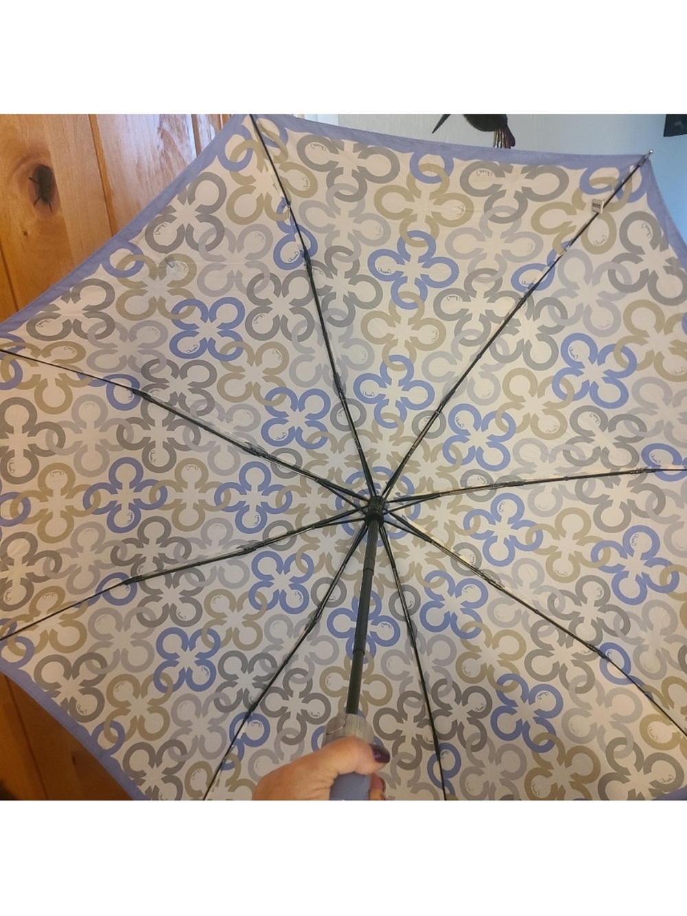 Coach Beige and Light Blue Signature Print Umbrella
